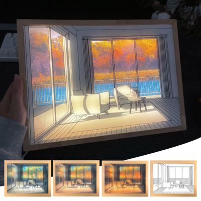 USB Noptieră Iluminare LED Pictură Artă Lampă Decor acasă Pictură Soare Lumină de noapte Creativă Zi de naștere, Cadou de Crăciun