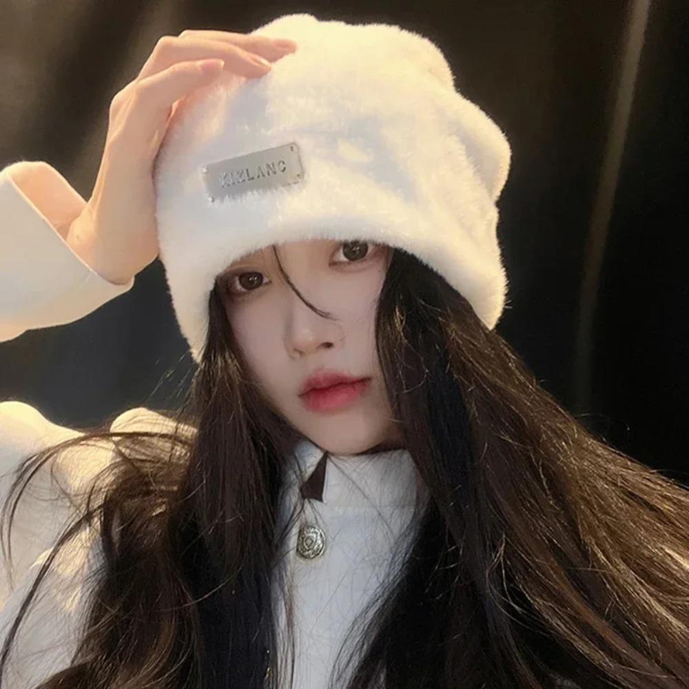 Soft Beanie Cap Warm Fluffy Bonnet Hat Y2k Winter Hat  Woman/Men
