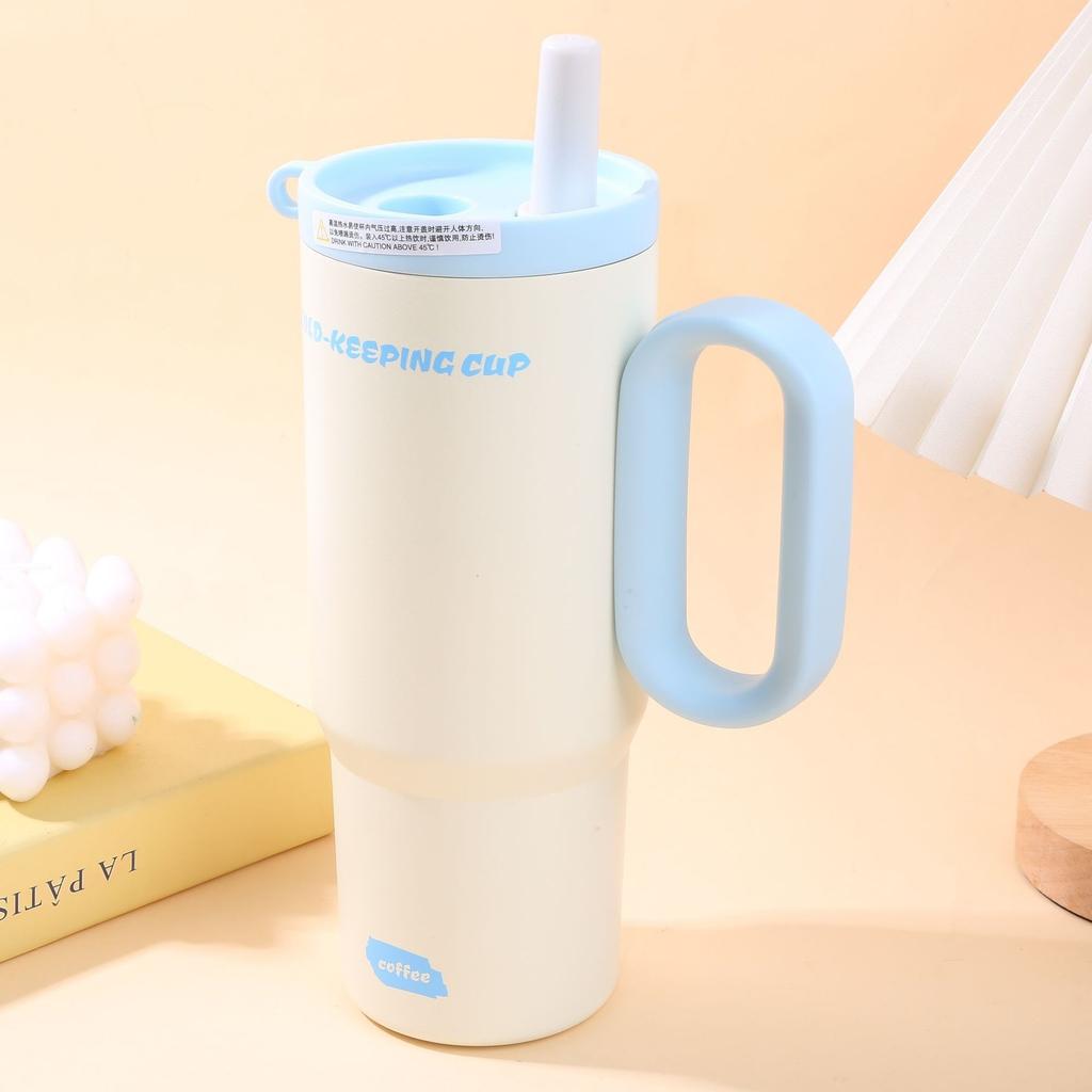 Big Mac Bingba Cup Stainless Steel Thermos Cup Large Capacity Portable Macaron Straw Cup