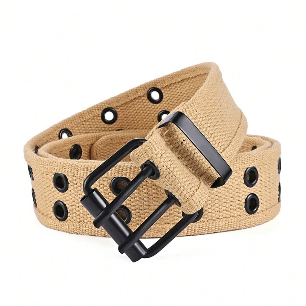 Men and women double-breasted belt double-hole middle-aged and young men's tooling trend punk pink buckle belt