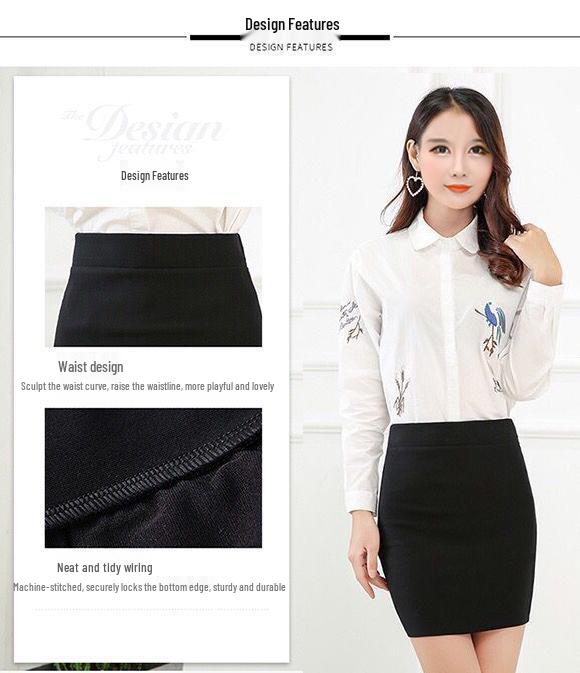 Plus Size Professional Black Midi Bodycon Skirt for Spring/Summer - OL Commute One-Step Skirt