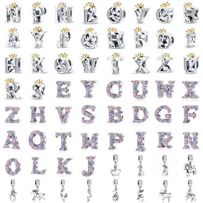 New  Copper Flower A M L K J  English Alphabet Pendants Charms Beads Fit Original Pendant Bracelet Diy Jewelry For Women