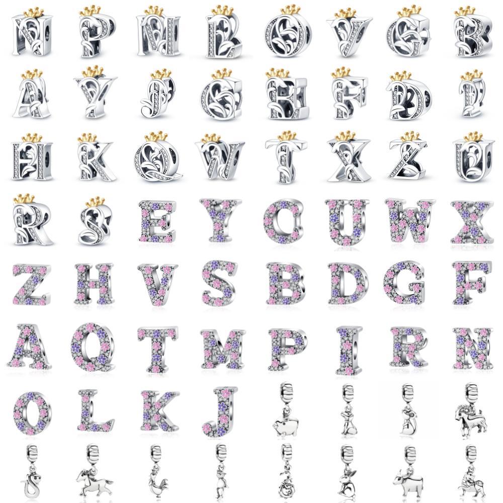 New  Copper Flower A M L K J  English Alphabet Pendants Charms Beads Fit Original Pendant Bracelet Diy Jewelry For Women