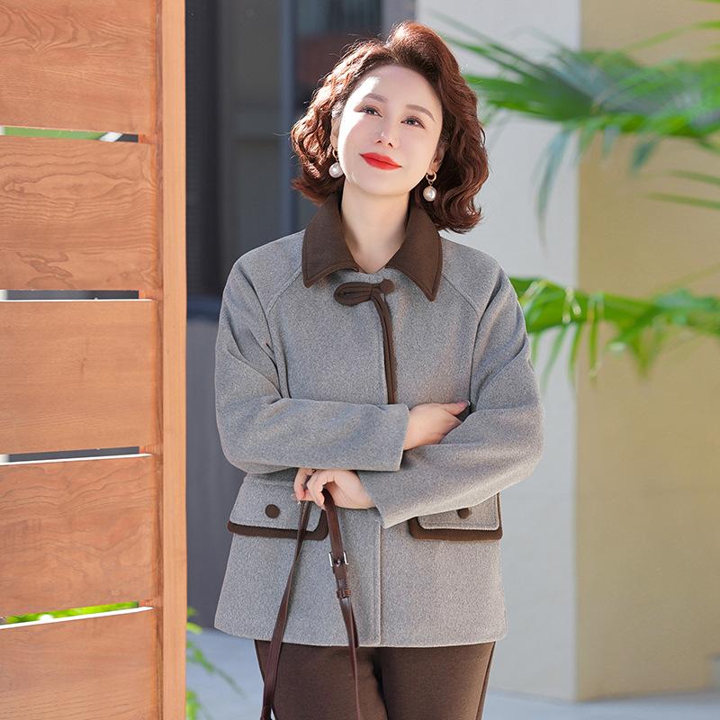 Middle-aged Women's Jackets Spring and Autumn Coats Chinese Style Lapel Ladies Tops