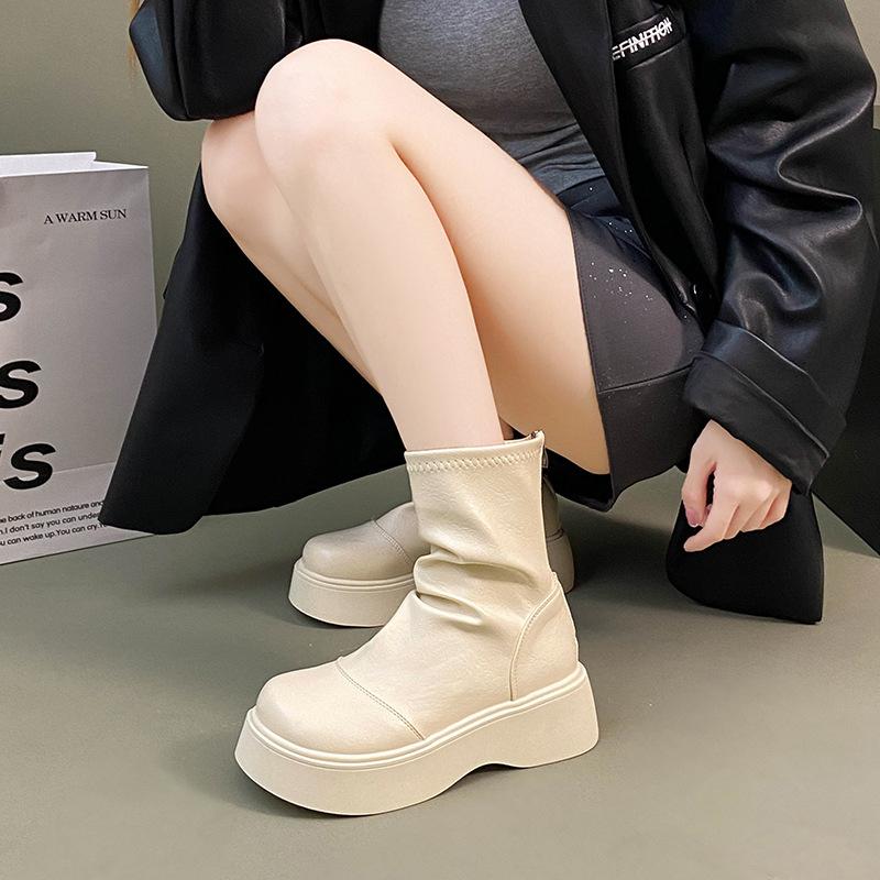Short boots women's 2025 autumn and winter new versatile solid color Martin boots muffin thick-soled autumn thin boots short boots children