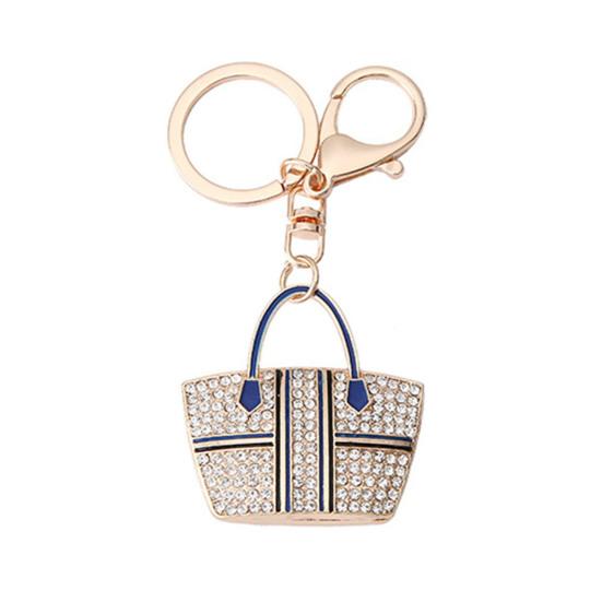 Tote Charm Keychain Rhinestone Enamel Tote Bag Charm with Key Ring Sparkly Handbag Keychain Purse Charm Gift for Women Girls Friends