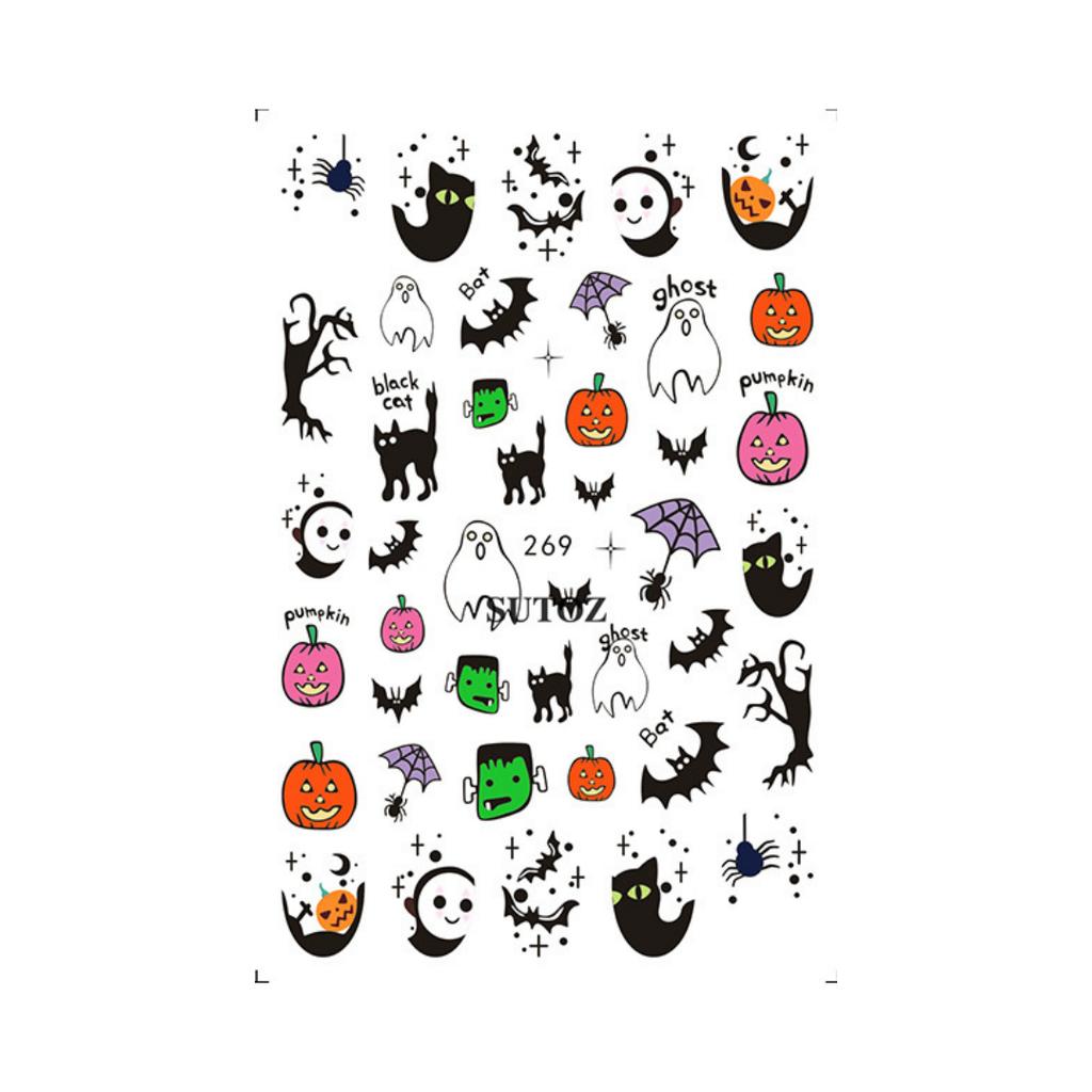 1Pc Halloween Nail Stickerscute Halloween Ghost Pumpkin Skull Black Cat Nail Stickersdiy Party Prom Nail Decoration Stickers