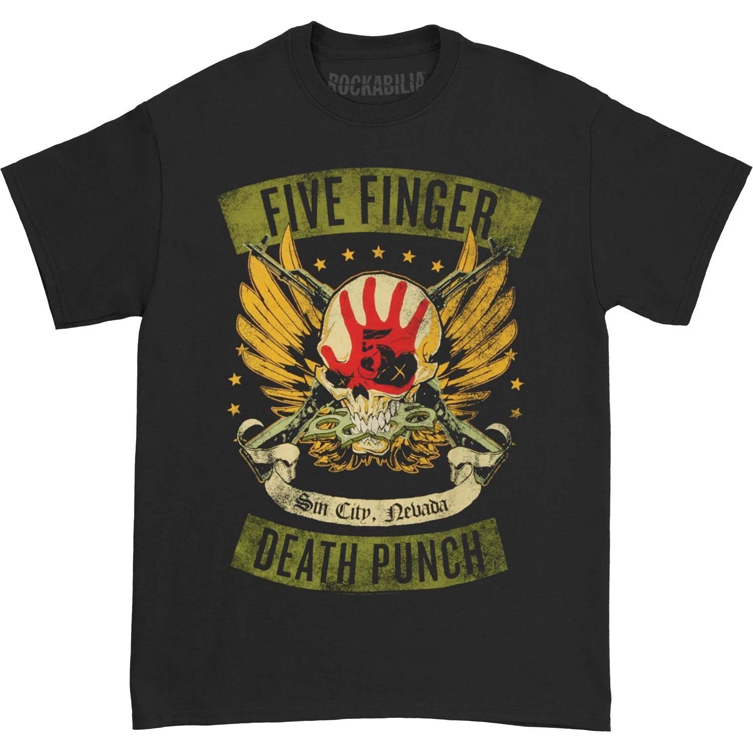 Men s Five Finger Death Punch Locked & Loaded T-shirt Small Black S