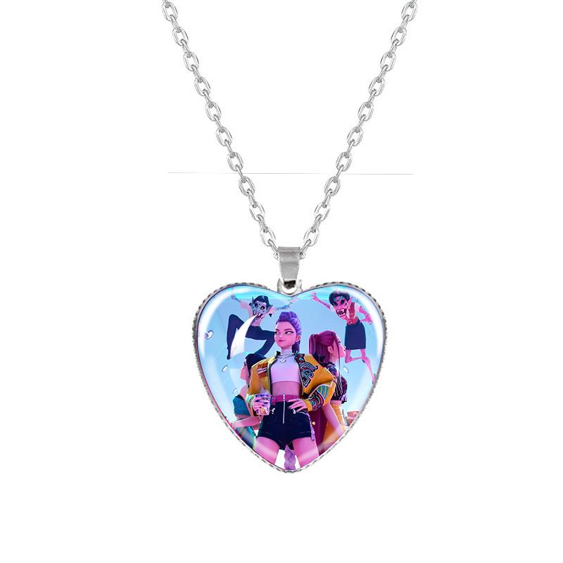Kpop Demon Hunters Peach Heart Necklace: Anime-Inspired Jewelry for Fans