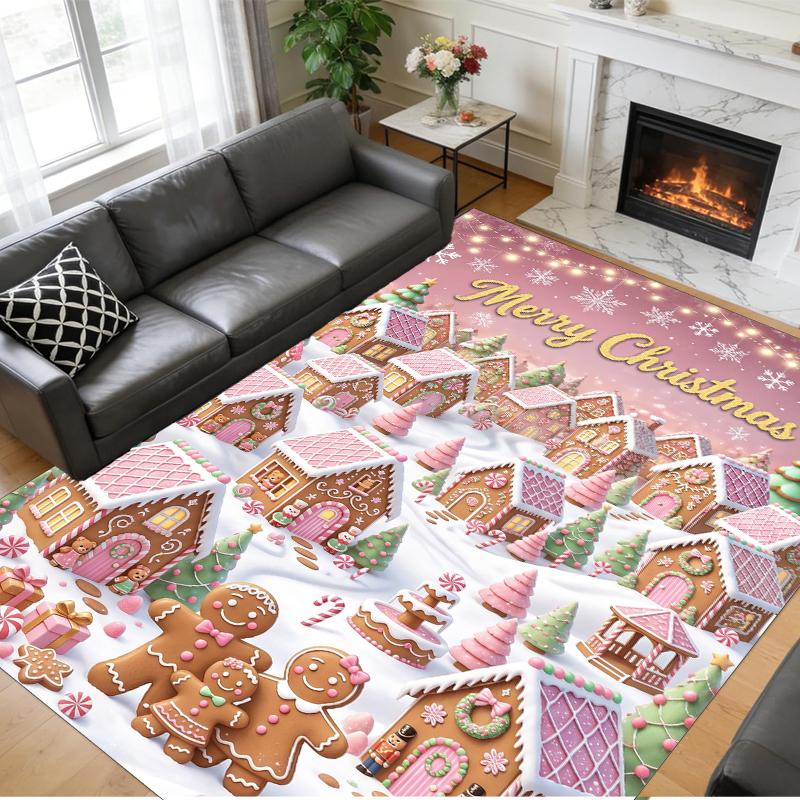 Christmas Printed Square Area Rug Soft Non Slip Floor Carpet For Bedroom Holiday Gift
