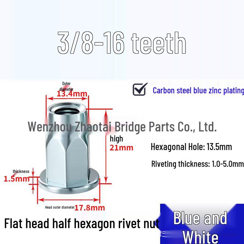 Galvanized Semi-Hex Flat Head Rivet Nut