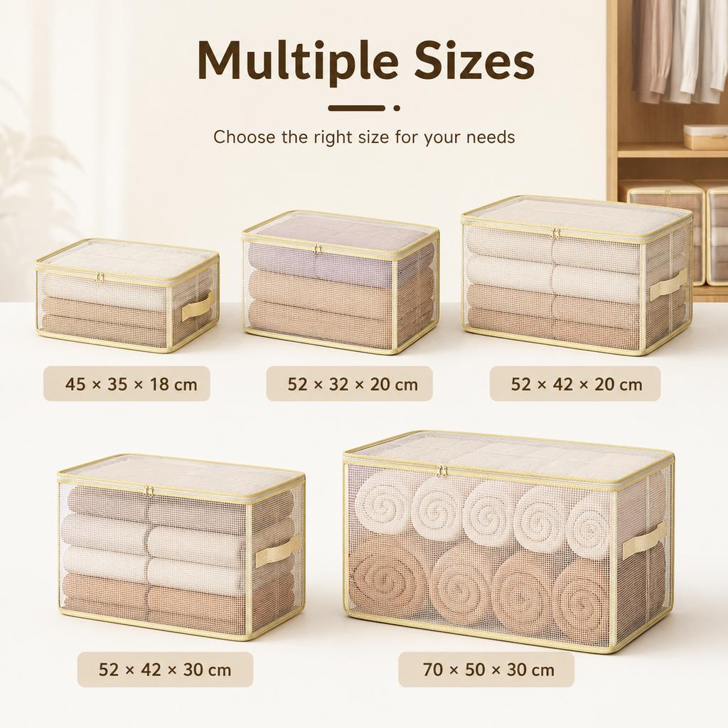 Transparent PVC Clothes Storage Bag Foldable Wardrobe Organizer With Zipper Handle For Quilts Blankets And Seasonal Home Storage And Daily Use