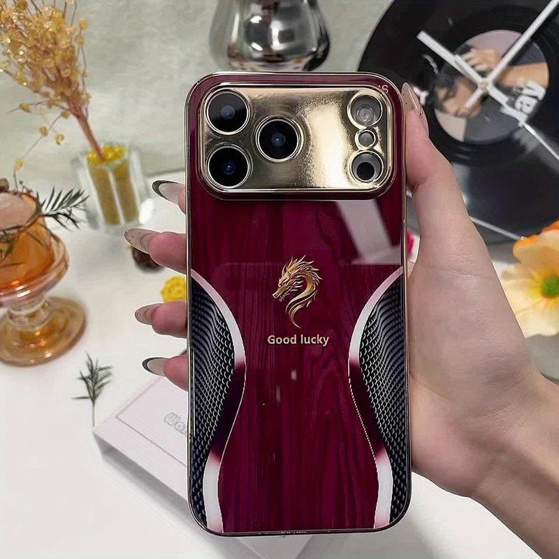 Creative Golden Dragon Pattern Gold Metallic Paint Glass Phone Case For iPhone 17 11 12 13 14 15 16 Pro Max Plus 17Air 16E Cover