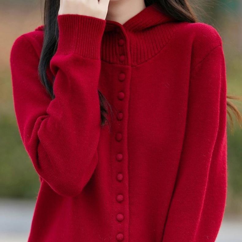 Hooded Sweater Coat for Women Autumn and Winter Loose and Thick Knitted Cardigan Stylish Paired with Long-sleeved Knitted Coat