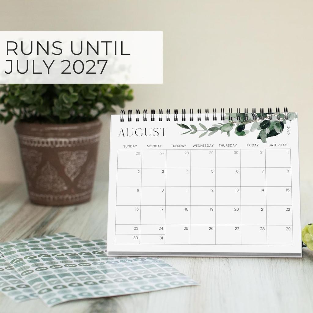 Aesthetic Desk Calendar 2026-2027 - Runs from June 2026 until July 2027 - Beautiful Small 26-27 Flip Desktop Calendar for Easy Organizing