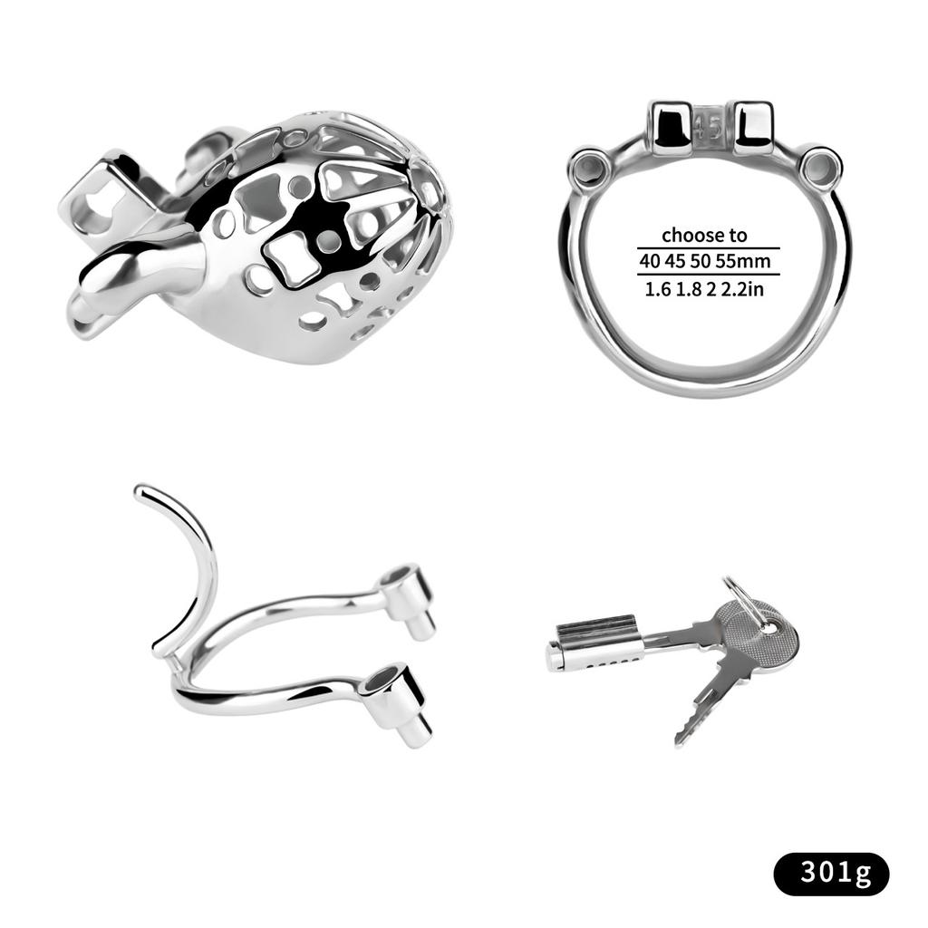 Metal Stainless Steel Chastity CB Flat Lock Patch Cage, Male Lock, Chastity Lock, Load-bearing Exercise Adult Sex Toy