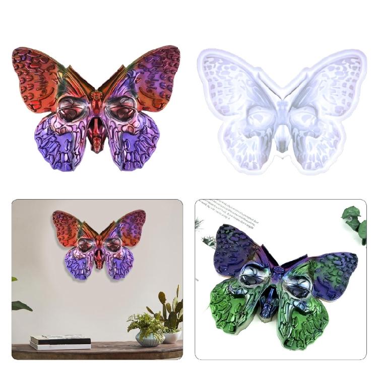Stereo Butterflies Skull Epoxy Casting Mould for Wall Hanging Decor DIY Crafts