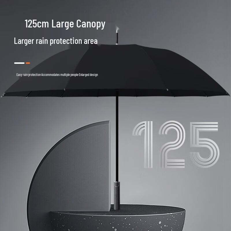 Large 12-Rib Windproof Reinforced Semi-Automatic Stick Umbrella for Two