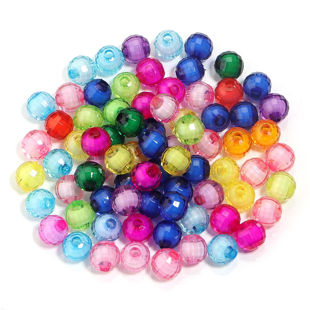 

20-100pcs 8/10/12/14/16/18/20mm Faceted Acrylic Beads Mixed Color Round Loose Beads For Jewelry Making DIY Bracelets Necklace