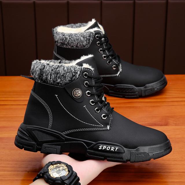 

Зимние теплые плюшевые мужские ботинки для снега, серые высокие кроссовки, мужские кроссовки в стиле вестерн, повседневная обувь, качественные карманные ботинки 40