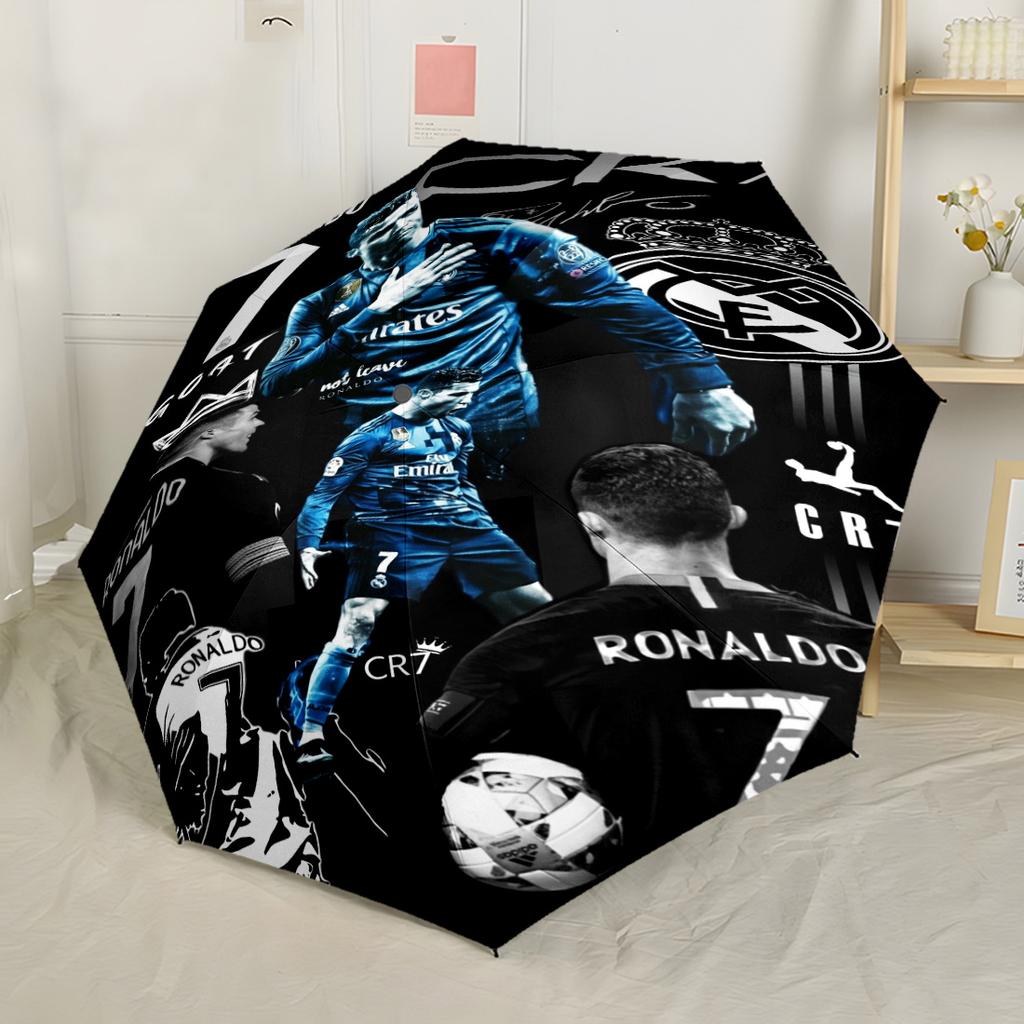 Ronaldo's Iconic Moment Compact Travel Automatic Umbrella with 8-Rib Sturdy Construction for Outdoor Daily Use Elegant Women's Umbrella Spiritual Gift