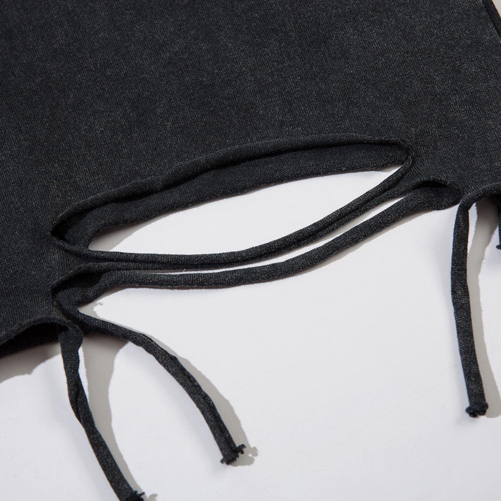 Design A Pentagram Halskjede Kortermet T-skjorte for Menn Om Sommeren. Skadet fald, Vasket og utslitte hull, T-skjorte, Topptrend