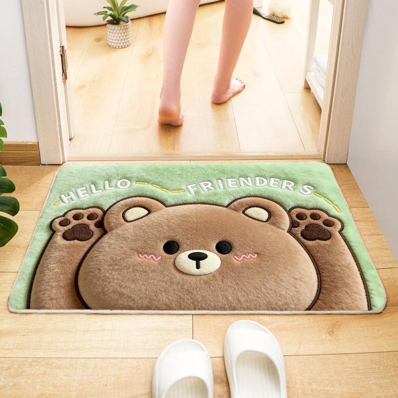 Cute Cartoon Animal Floor Mat Quick drying Non slip Foot Mat Entrance Soft Water absorbing Door Mat Home Decoration