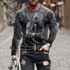 Men's Skull Graphic T-Shirts long Sleeve Skeleton 3D Print Street man t shirt autumn O-Neck Casual Y2k Top oversize Men clothing