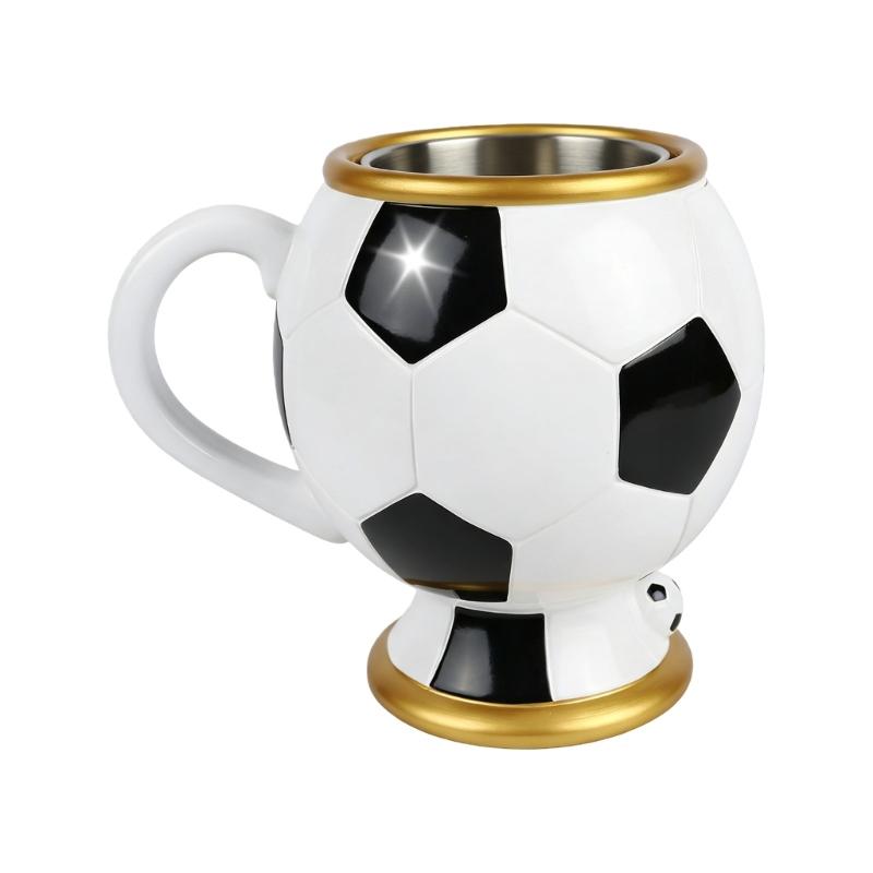 

Unique 3D Soccer Ball Resin Mug With Premium Stainless Steel Interior For Hot Cold Drink Coffee Drinking Cup 1