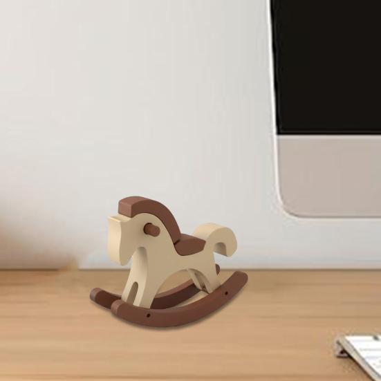 3D Printed Rocking Horse Figurine Miniature Cartoon Rocking Horse Keychain Statue Home Office Living Room Desktop Decoration Ornament