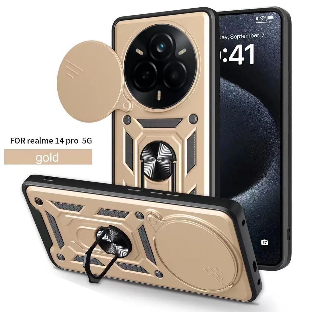 Case for Redmi Note 14 Pro Plus 4G 5G 14C 14R Ring Holder Stand Car Magnetic  Armor Shockproof Sliding Lens Protective Cover