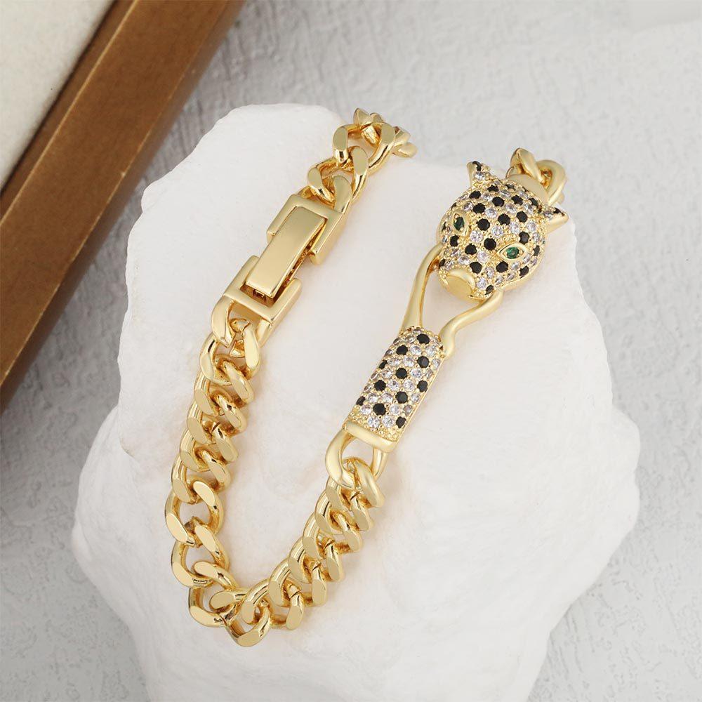 European and American New Women's Fashion Hip-hop Jewelry Stone Leopard Bracelet Bracelet Bracelet