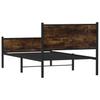 Metal Bed Frame Without Mattress Smoked Oak Finish 120 X 200 Cm