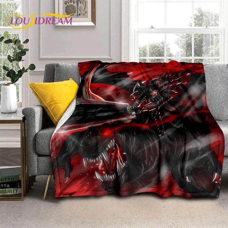 3D Anime Calssic Berserk Cartoon HD Blanket,Soft Throw Blanket for Home Bedroom Bed Sofa Picnic Travel Office Cover Blanket Kids
