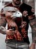 Ferocious Eagle Head Red Splash 3D All Over Print Short Sleeve T-Shirt Casual Street Top