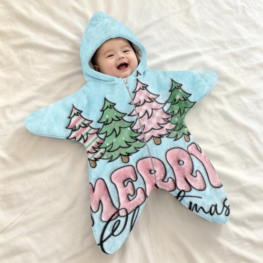 Baby Flanell Puckdecke mit Weihnachtsdruck - - Aufwach-Schlafsack für Neugeborene, Outdoor-Reiseumhang