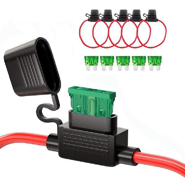 MCIGICM 12 AWG Inline Fuse Holder With 30A ATC/ATO Blade Fuse, 5 Pack