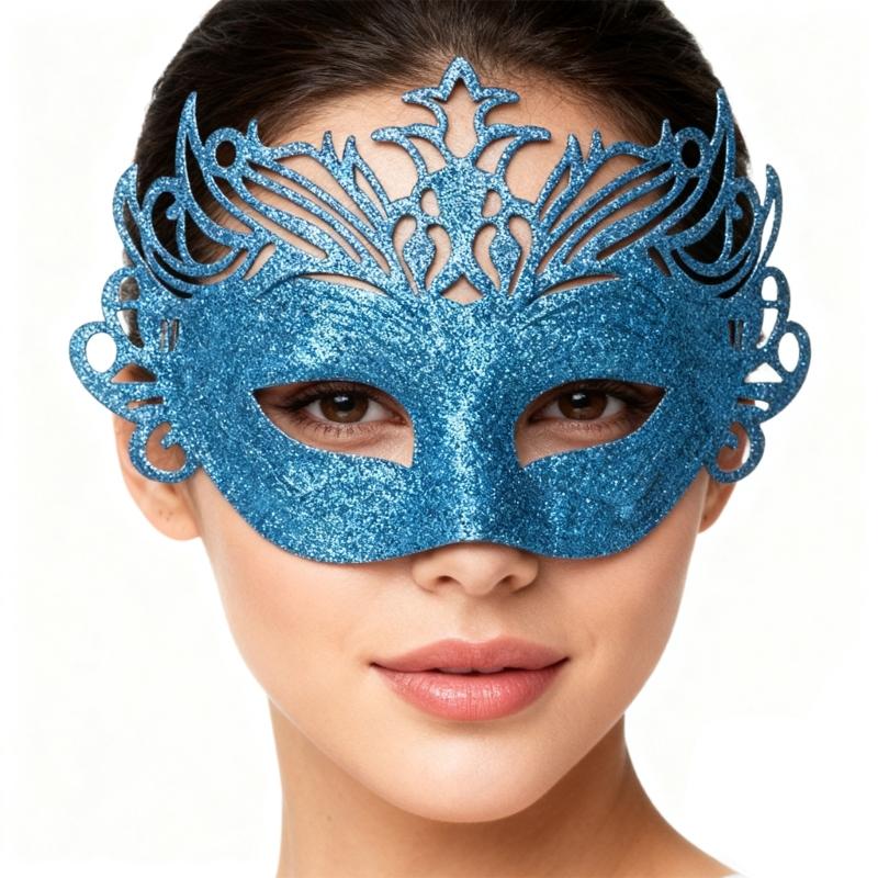 Breathable Half Face Role Play Mask Integrated Crowns And Sparkling Powder Effect For Themed Parties Cosplay Event