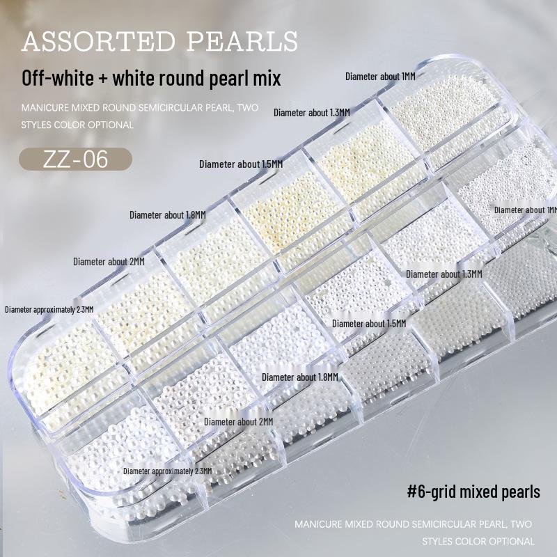 İnci ve Rhinestone 3 Boyutlu Tırnak Sanatı Süslemeleri - Karışık Boyut Düz Taban Yüksek Parlaklıkta Yuvarlak Boncuklar