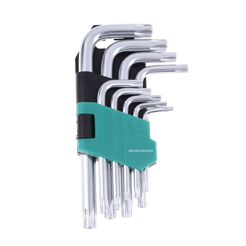 9Pcs/Set Torx Star Wrench Kits Extended Allen Keys Hexagon Spanner Key Set Plum Blossom Dual End L Type Star Screwdriver