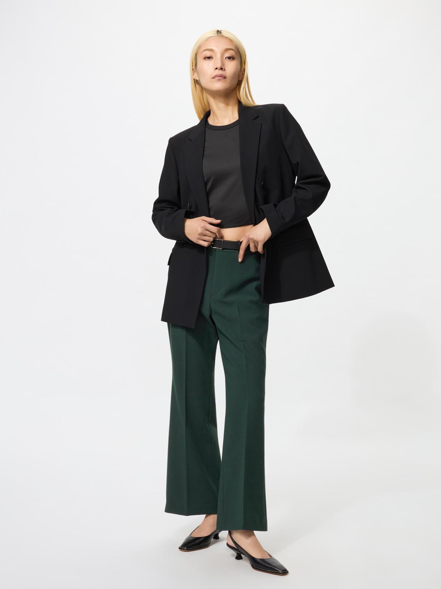 

Uniqlo Умные расклешенные брюки Длина ноги 67 71 см 59 DARK GREEN/WOMEN 3XL