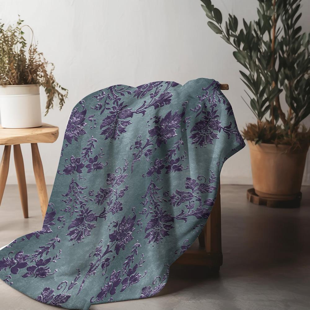Dark Floral Velvet Throw Blanket Sofa Bed Cover Decorative Bedspread for Living Room Bedroom Cushion Cover