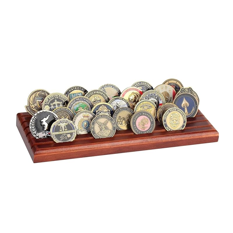 

[Chandiny] coin display case 6 rows storage collection tabletop compact wooden antique coin case dark brown