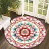 Lotus flower and mandala totem Flannel-printed round floor mats are slip-resistant Suitable living room terrace garden carpets