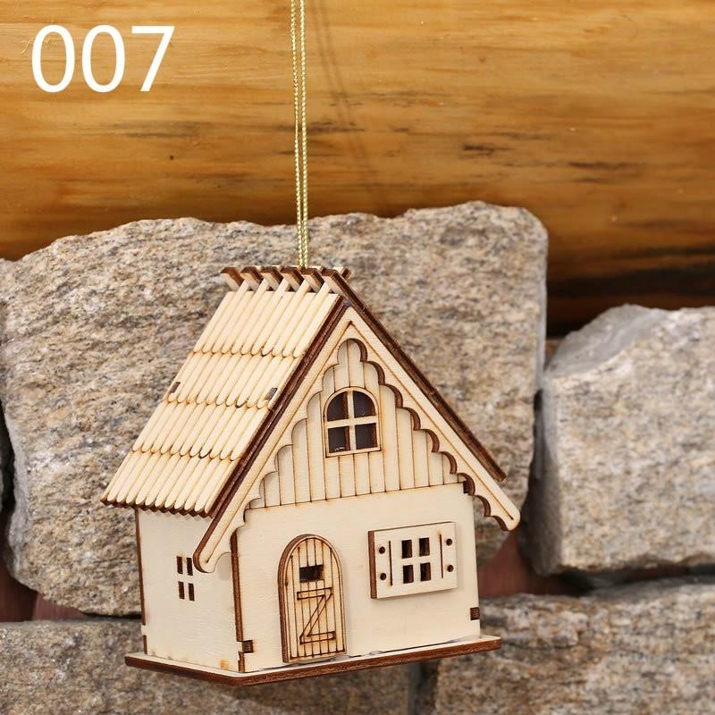 Μικρό Ξύλινο Σπιτάκι Επιτραπέζιο Φωτιστικό Χριστουγεννιάτικο Δέντρο Κρεμαστά Στολίδια Διακόσμηση Εορταστικού Πάρτι Χριστουγεννιάτικα Κρεμαστά Στολίδια Φως LED