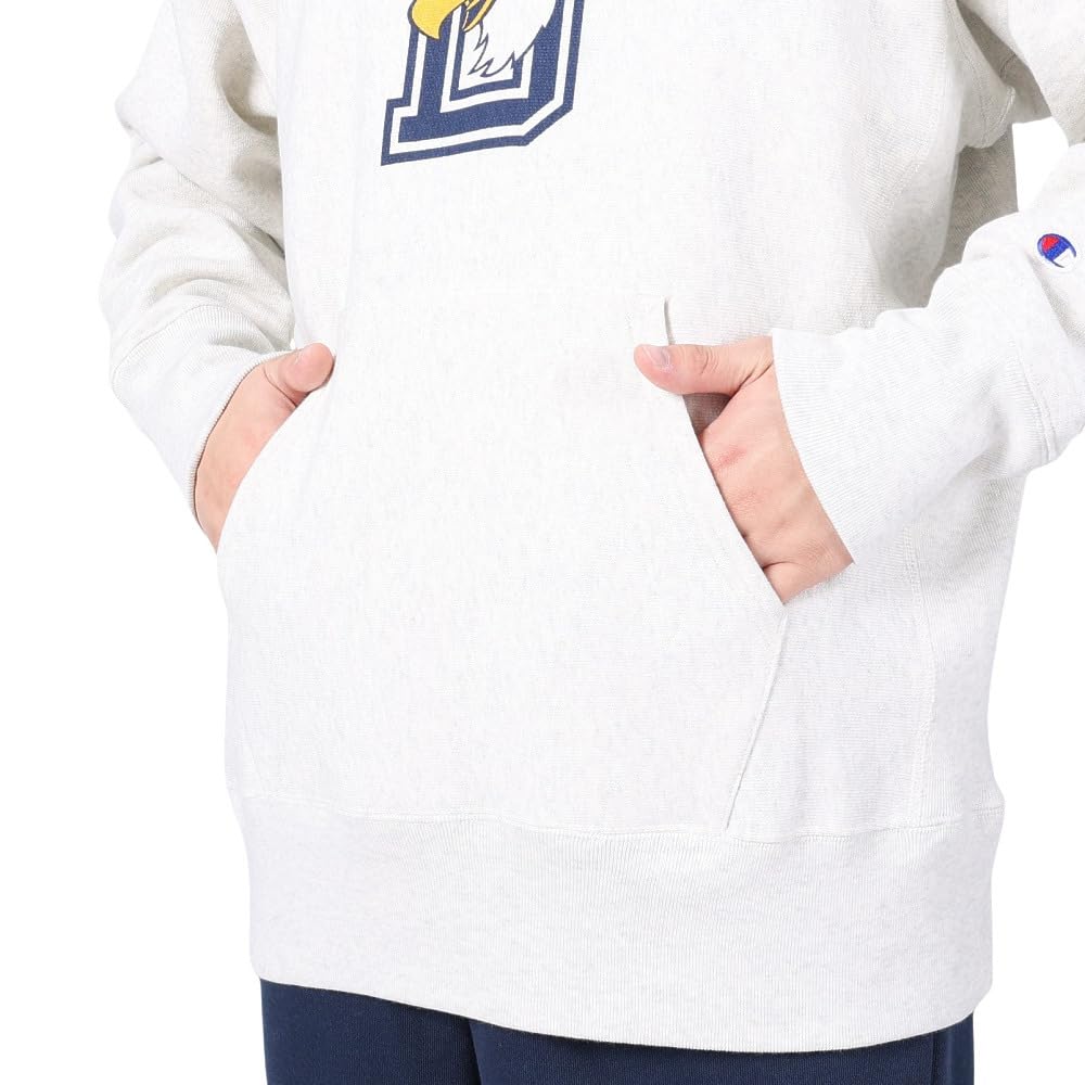 Champion Long Sleeve Cotton USA Graphic Print Reverse Hooded Size L Men's Hoodie, 11.5oz Weave® Sweatshirt, C3-Y114, Oatmeal,