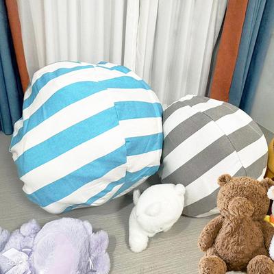 Children's Plush Toy Storage Bag Striped Bean Bag Sofa Large Capacity Quilt Storage Zip Travel Bag