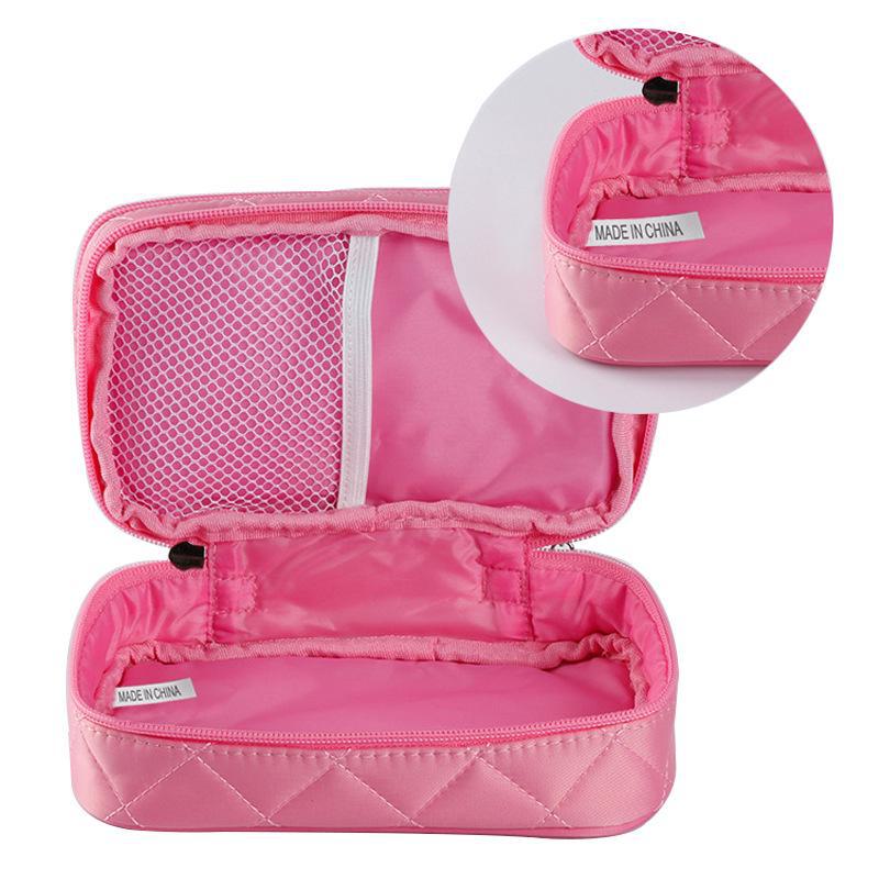 Double-Layer Diamond Waterproof Travel Cosmetic Bag - Large Capacity Nylon Storage Box