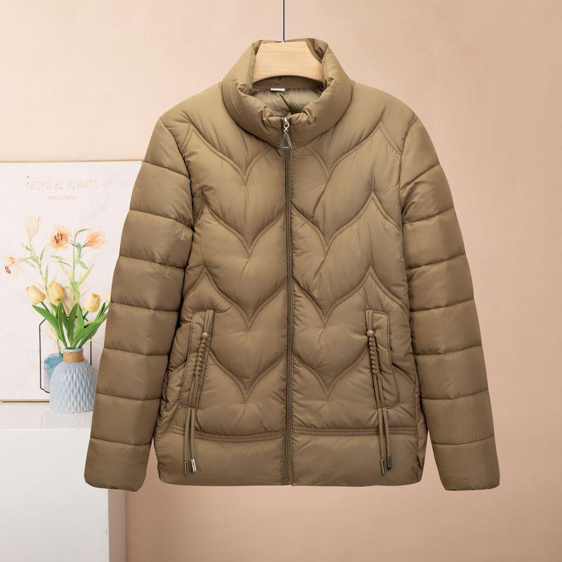 Winter Women's Plus Size Padded Jacket Slim Fit  Stand-up Collar Short Thin Padded Coat