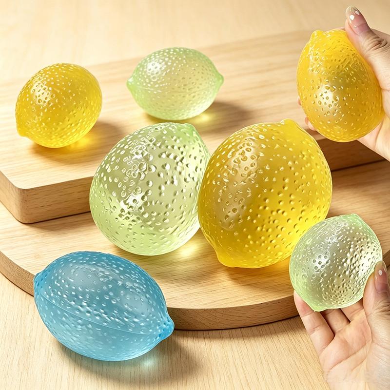 Elastic Transparent Lemon-Shaped Squeeze Toys Slow Rebound Fruit Squishy Ball Stress Relief Fidget Toy For Anxiety Gift